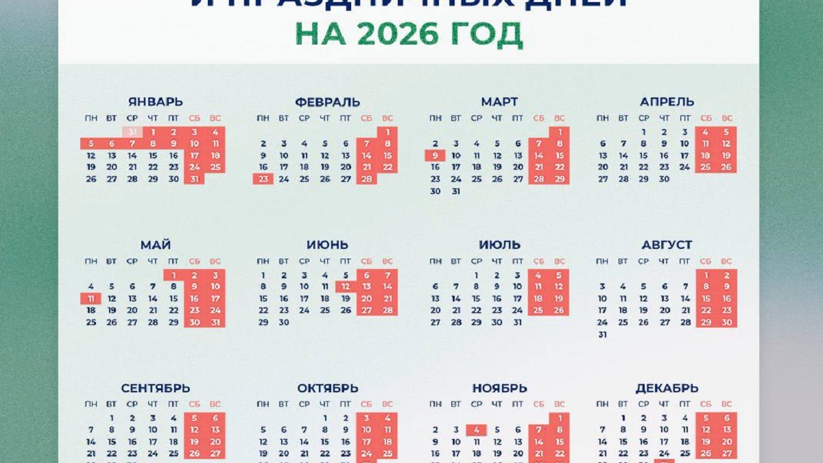 В 2026 году россиян ждут 12-дневные новогодние каникулы